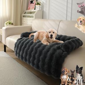เตียงสุนัขขนกระต่ายเนื้อนุ่มหรูหราอุปกรณ์สำหรับสัตว์เลี้ยงซักได้ฐานรองกันลื่นทนทานเบาะโซฟาเตียงสำหรับสัตว์เลี้ยง - Product Image 4