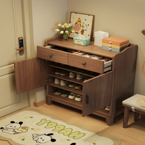 Zapatero Moderno de Madera Independiente con 3 Estantes y Cajones, Mueble de Almacenamiento para Entrada que Ahorra Espacio para Uso Doméstico - Product Image 1