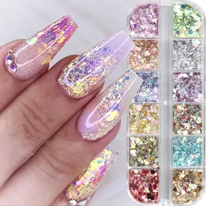 Paillettes hexagonales irisées Mermad, paillettes holographiques, flocons, poudre pour nail art, gel polish, accessoires de manucure - Product Image 1