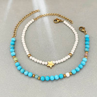 Bracelet bleu turquoise en perles d'eau douce fait main, bijoux esthétiques pour femmes, vente en gros