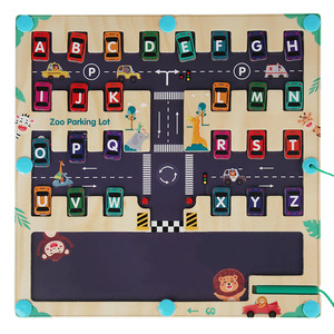 Giocattoli caldi Montessori per bambini <span class=keywords><strong>lettere</strong></span> Cognitive labirinto auto giochi da tavolo <span class=keywords><strong>lettere</strong></span> in legno alfabeti labirinto giocattoli Puzzle - Product Image 4