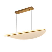 Nouveau Lustre LED Intelligent en Cuivre et Acrylique Transparent, Design Longue Bande, pour Salon, Hôtel, Bureau, Bar, Restaurant
