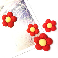 Décorations en résine, fleurs rouges, artisanat, cabochons plats pour scrapbooking, accessoires mignons kawaii à faire soi-même