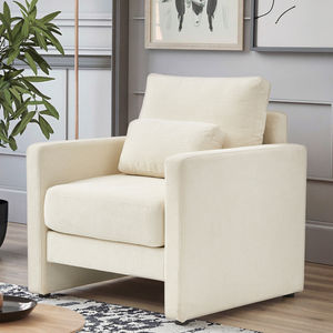 Accent Modern Bedroom Lounge Chenille Fabric Asiento individual Marco de madera Sofá Silla de lectura tapizada, Silla de sala de estar, Beige - Product Image 2