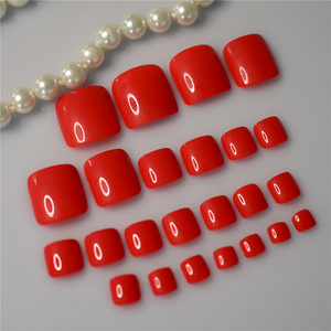 Appuyez sur les ongles courts blanc français conseils <span class=keywords><strong>ongle</strong></span> carré pour les femmes orteil presse ongles en gros faux ongles ensemble - Product Image 5