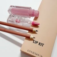 Collection de Lèvres Nude Noir Blanc Rose en Promotion – Kit Combo Vegan Longue Tenue avec Crayon à Lèvres et Gloss, Marque Privée