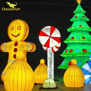 Gingerbread Man LED lễ hội triển lãm đèn lồng vải lụa cây thông giáng sinh ánh sáng triển lãm - Product Image 1