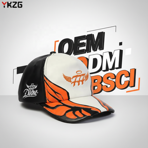 Casquette de baseball en cuir PU premium, broderie ailes 777, style streetwear Y2K, patchwork croix gothique latérale, snapback - Product Image 1