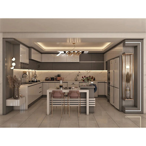 Gabinetes de Cocina Modernos Completos en Blanco Laminado de Alta Gama con Acabado de Lujo Estilo Cocina Italiana, Empaque Plano - Product Image 1