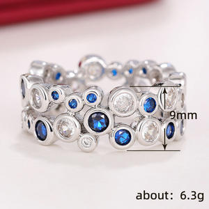 Anello Geometrico Q164 in Argento 925 con Zaffiro Taglio Brillante Rotondo, Montatura a Castone, Gioiello Unisex per Matrimonio - Product Image 5