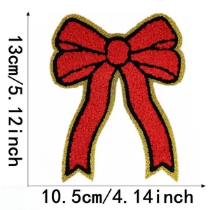 Baru grosir kerlip emas 5 inci besi pada baju di sisi busur bordir Glitter busur <span class=keywords><strong>Patch</strong></span> besi pada koket busur bordir - Product Image 5