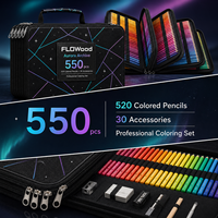 FLOWood Aurora Archive – Ensemble de 550 pièces : 520 crayons de couleur, 30 accessoires de dessin, étui de transport multicouche à fermeture éclair pour artistes