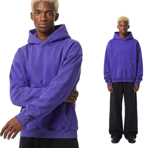Custom Men's Oversized Vintage <b>Hoodie</b> Plain Dyed 100% Cotton Fleece Streetwear Pullover Autumn Men's Casual Hoodies TKAN9068 - Product Image 1