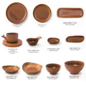 Jinbaichuan nhà sản xuất bán buôn gỗ cổ điển kết cấu tấm gốm và bát đặt nhà hàng Bộ đồ ăn - Product Image 6