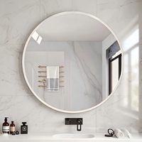 Miroir de salle de bain moderne de haute qualité, électronique, anti-buée, intelligent, LED, rond, sans cadre, avec interrupteur à capteur, pour appartement