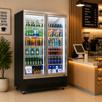 Jinfugui Porte en verre commerciale Double température Affichage des boissons Refroidisseur 450L vertical Boisson Réfrigérateur