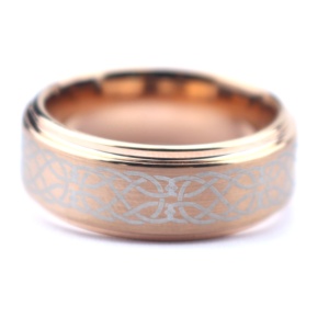 Anello con nodo celtico POYA anello in tungsteno da uomo fede nuziale celtica anello irlandese Unisex placcato <span class=keywords><strong>oro</strong></span> rosa - Product Image 4