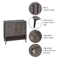 Armoire de rangement à chaussures en aggloméré et placage de bois, organisateur de chaussures avec portes, 12 paires, une étagère ouverte