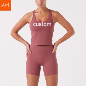 Custom Logo Nylon Double Liner <strong>Tank</strong> <strong>Top</strong> Thick Straps Yoga <strong>Racer</strong> Back <strong>Tank</strong> <strong>Top</strong> Fitness Active Wear <strong>Tank</strong> <strong>Top</strong> for Women - Product Image 3