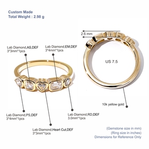 Tianyu Gems Custom 10K Yellow Gold Fancy Shape Lab <b>Diamond</b> Classic Bezel Setting Classic Vintage Style <b>Ring</b> - Product Image 2