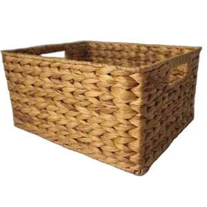 Xh cesta de armazenamento de hiacinth, retangular, feita à mão