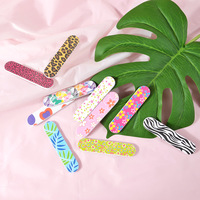 Mini Lima de Uñas de Esponja de 9 cm de Doble Cara con Forma Rectangular para Decoración de Uñas, Diseño de Flores Pequeñas, Tira de Pulido de Esmalte de Uñas