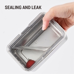 Lekfre Boîte à lunch en acier inoxydable avec couvercle en plastique Petite boîte à lunch avec ceinture Boîte à lunch en acier inoxydable Bento SS304 <span class=keywords><strong>Micro</strong></span>-ondes - Product Image 3