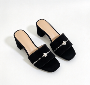 Chaussures d'été pour femmes à talon compensé, bout fermé, doublure en PU, à enfiler, hauteur de talon 5 cm, chaussures tendance en caoutchouc - Product Image 3