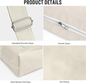 Sac fourre-tout en toile de haute qualité à bandoulière unique et multi-poches pour étudiants, idéal pour le travail, les voyages et l'école - Collection Femme - Product Image 2