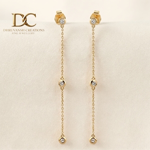 ต่างหูเพชรทรงหยดน้ำทรงกลม ดีไซน์เนอร์ 14KT ทองคำแท้สีเหลือง ได้รับการรับรองจาก IGI เพชรเพาะเลี้ยงในห้องปฏิบัติการ เหมาะสำหรับผู้หญิง เป็นของขวัญสำหรับทุกโอกาสพิเศษ - Product Image 4