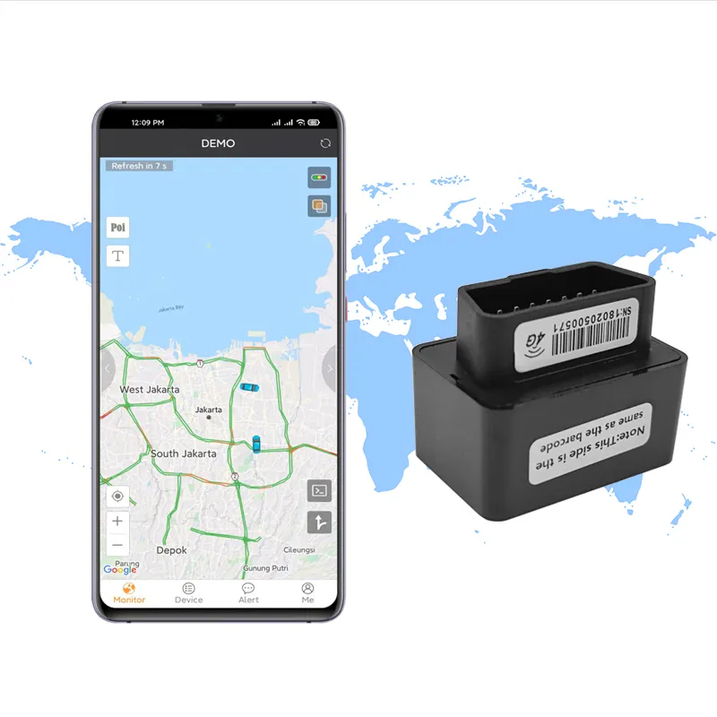 متتبع عالي الجودة وسهل التركيب OBD 4G GPS للسيارة والمركبة في الوقت الفعلي مضاد للسرقة ACC اكتشاف البرامج في الوقت الفعلي