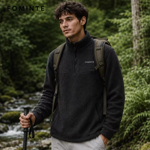 Veste polaire à demi-zip avec logo personnalisé, pull polaire, manteau d'extérieur en polaire brossée - Product Image 5