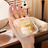 Boîte de rangement pour houppettes, petite boîte dédiée pour fonds de teint, en plastique transparent, moderne, portable, organisateur de bureau, cosmétique