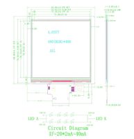 4.0'' 4.0inch 4.0 inch 480x480 resolution full color square module TW480480040A, HDMI-compatible with touch panel