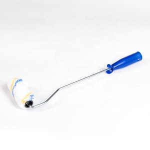 4 Inch <b>Paint</b> <b>Roller</b> with Blue Yellow Stripe Sleeve and Plastic Handle for Wall Painting - Product Image 6