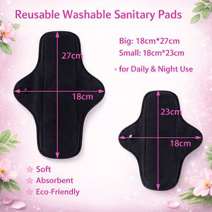 Serviettes hygiéniques réutilisables en coton biologique 18x23cm pour l'entraînement, très absorbantes, anti-fuites, lavables, pour femmes actives - Product Image 2