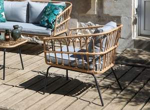 Rotin Love Seat Hôtel <span class=keywords><strong>4</strong></span> pièces Mobilier d'extérieur <span class=keywords><strong>Patio</strong></span> Bistro Ensemble Osier Jardin Canapé Ensemble Balcon Conversation Ensemble - Product Image 4