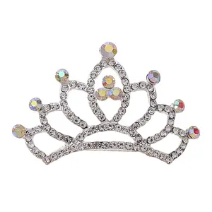 K011 Mahkota Tiara Anak Perempuan, Hiasan Mahkota Ratu Aksesori Kue Ratu Kecil Mempelai dan Memasukkan Logam Tiara untuk Bayi