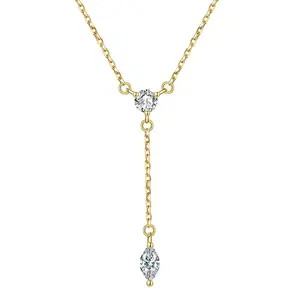 RINNTIN EQN69套索项链女性时尚14k镀金精致纯银链Y项链女性精品珠宝