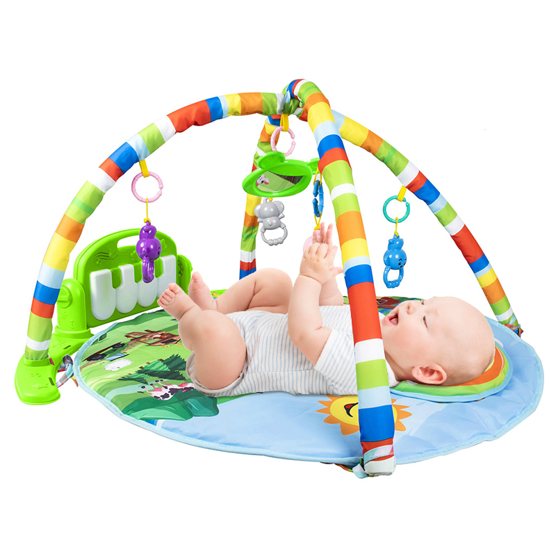 Hot Sale Country Style Lighting Musical Pedal Baby Play Mat Round Soft Multifunction Piano Fitness Rack