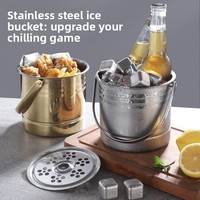Seau à glace de luxe en acier inoxydable avec poignées, double paroi isolée sous vide, bac à boissons en métal de qualité 304 pour les fêtes