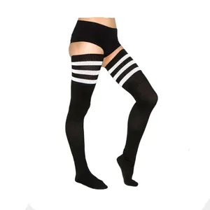Door-2846 Womens Over De Knie Sokken Custom Dij Hoge Strip Sokken