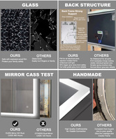Miroir de salle de bain moderne anti-buée avec écran tactile NewThingLine 137x83cm |   Miroir lumineux sans cadre, mural, pour la salle de bain