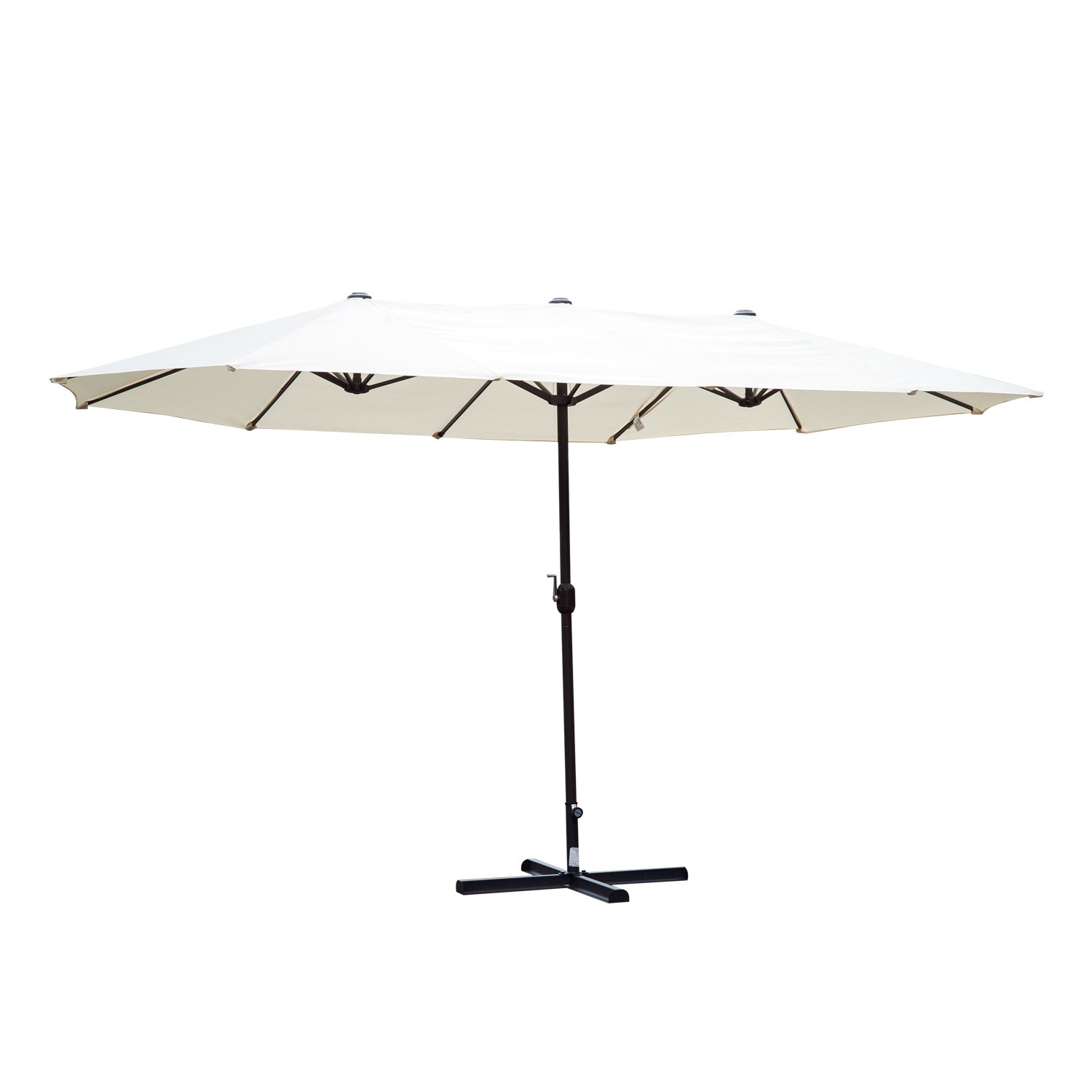 3 tier wood patio umbrella PHI VILLA 10ft 3 Tier Auto-tilt Outdoor Double Vented Patio Umbrella, Beige main image 0