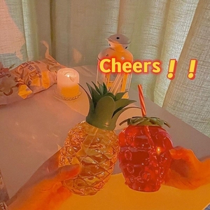 Botellas de plastique 500ml fraise paille bouteille d'eau mignon été Portable en plastique dessin animé fille enfants boire bouteille de jus - Product Image 6