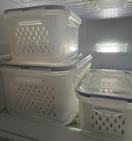 Lot de 5 boîtes de conservation hermétiques pour fruits et légumes avec passoire amovible pour l'organisation des produits frais