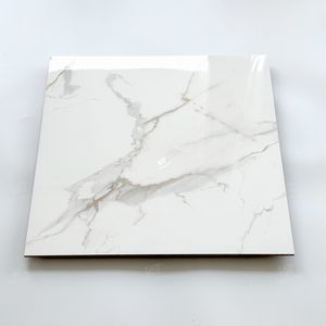 中国客厅现代高品质定制印刷60x60 600x600光泽抛光白色大理石瓷质地板砖 - Product Image 1