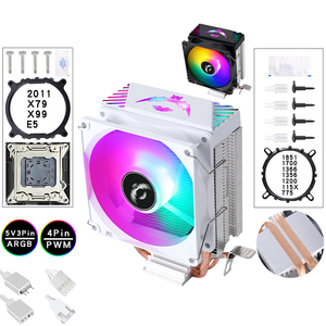 QiuzAim 90mm <span class=keywords><strong>Fan</strong></span> Tower 2 Heat Pipe ARGB Luminous CPU <span class=keywords><strong>Radiator</strong></span> 1700/2011 PWM Control con cubierta para procesadores de escritorio 1156 1150 - Product Image 1