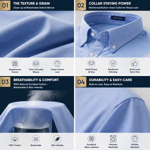 Camicia da <span class=keywords><strong>Uomo</strong></span> <span class=keywords><strong>Bianca</strong></span> 100% Cotone Formale con Bottoni Tinta Unita Lunga Personalizzata di Alta Qualità Camicie Oxford per <span class=keywords><strong>Uomo</strong></span> - Product Image 4