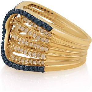 Anillo de Diamantes Cruzados 1.03 Cttw Corte Redondo Chapado en Oro Blanco y Azul sobre Plata de Ley Talla 7.5 para Uso Diario Femenino - Product Image 3